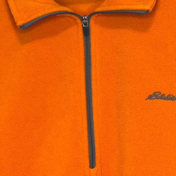 Eddie Bauer Size XL 1/4 Zip Orange Pullover Fleece Shirt Hiking Outdoor Camping - Picture 5 of 16